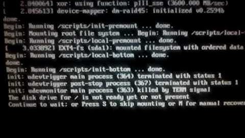 Linux Ubuntu The disk drive for / is not ready or isnt present