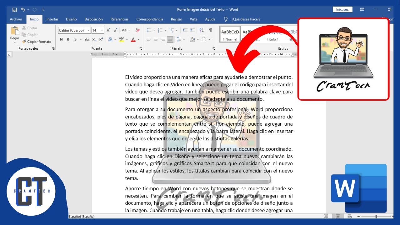 Como Poner Una Imagen Detrás Del Texto En Word Youtube