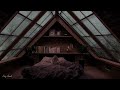 Heavy rain sounds in cozy cabin  rain on window for sleeping disorders  insomnia symptoms