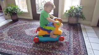 Toy rocking horse This toy rocking horse is from vtech. It converts to a toy rocking horse on wheels.