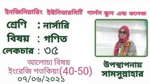 EUGSC.Class:Nursery. Subject:Mathematics. Lecture: 35.Teacher: Shamsunnahar