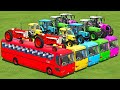 TRANSPORTING CASE, FENDT &amp; CLAAS TRACTORS WITH BUSES - Farming Simulator 22