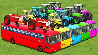 TRANSPORTING CASE, FENDT &amp; CLAAS TRACTORS WITH BUSES - Farming Simulator 22