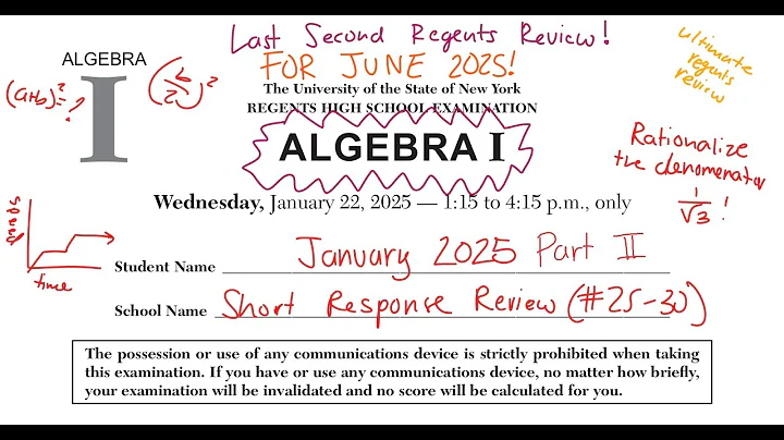 January 2025 Algebra 1 Regents Review (Part 2 #24-30)