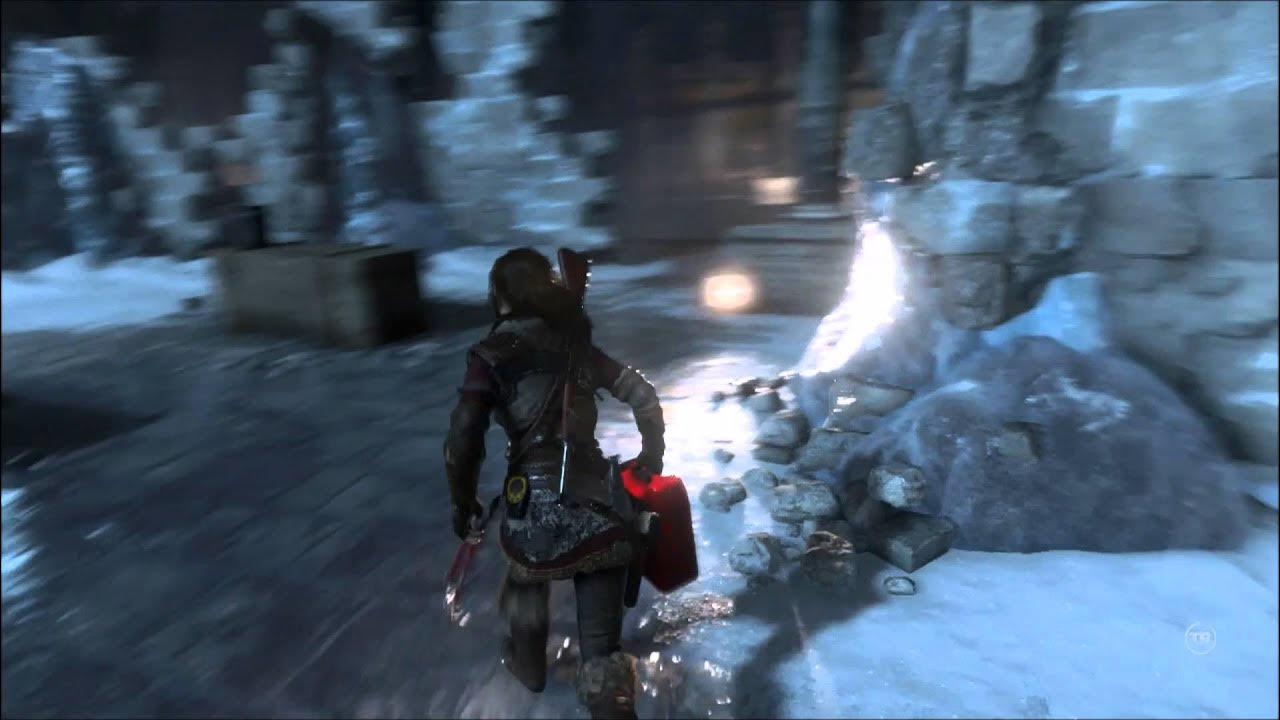 Rise of Tomb Raider Get Cart to Knock Truck Abandoned Mine Mission 