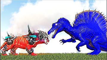 SUPREME TIGER SUPER BOSS AG VS CELESTIAL SPINOSAURUS PF LVL 2.500+ (ARK SURVIVAL EVOLVED BATTLE)