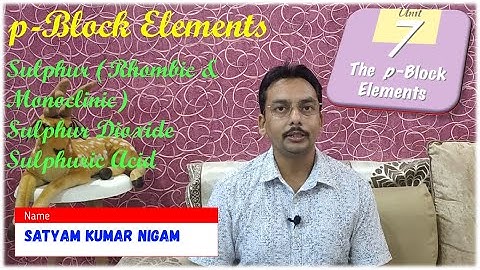 p-Block Elements Class 12 I p-Block Elements I Sulphur (α & β) I Sulphur Dioxide I Sulphuric Acid