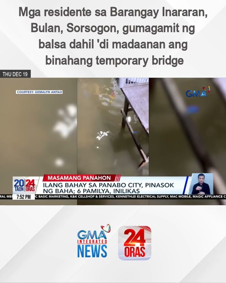 Mga residente sa Barangay Inararan, Bulan, Sorsogon, gumagamit ng balsa dahil... | 24 Oras