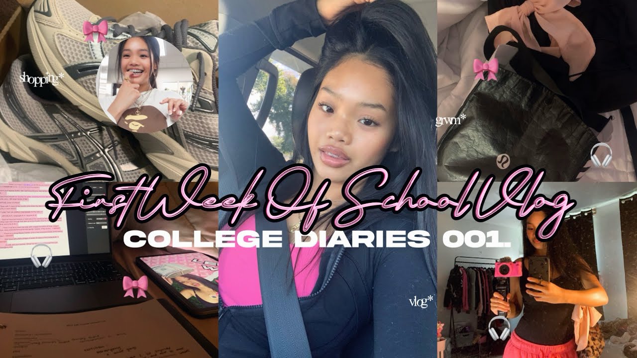 my first week of college 🎀🎧| college diaries 001, grwm, prep, shopping, and campus vlog!