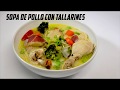 Sopa de pollo con espaguetis y muchos vegetales