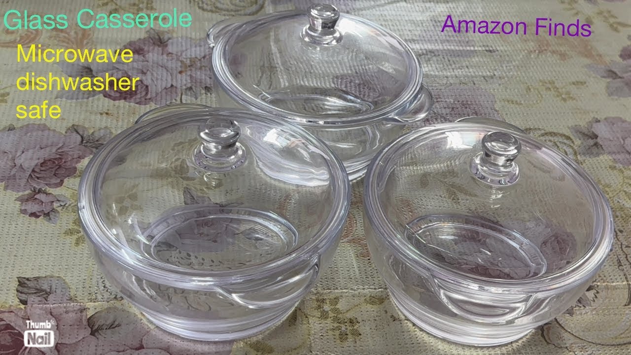 Glass casserole deep oven and microwave safe serving bowl with glass lid set of 3  | Amazon finds