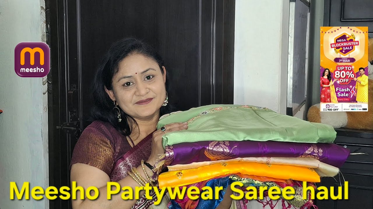Meesho Partywear Saree haul #Meesho #meeshofinds #MBS #sareehaul #viral#trending#ytvideo #affordable