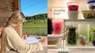 monday reset routine | clean with me + meal  prep, self care & organization