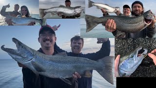 Michigan Pier Fishing For Atlantic Salmon + Steelhead! Casting Panther Martin Spinners Runcl Titan 2