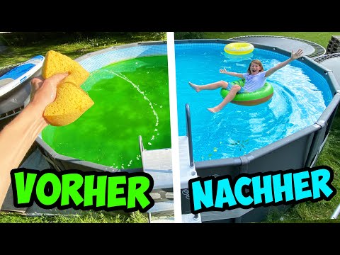 Wir machen unseren TRAMPOLIN POOL sauber! (wohin mit dem ganzen Wasser?)