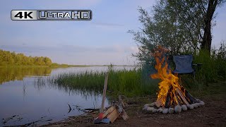 🔥 Lakeside Fire 4K – Crackling Campfire by the Lake for Sleep, Study & Relax