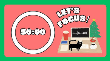 Pomodoro Timer 50/10 4 Hours | Brown Noise ＋ Rain  for ADHD Focus (Christmas🎄)