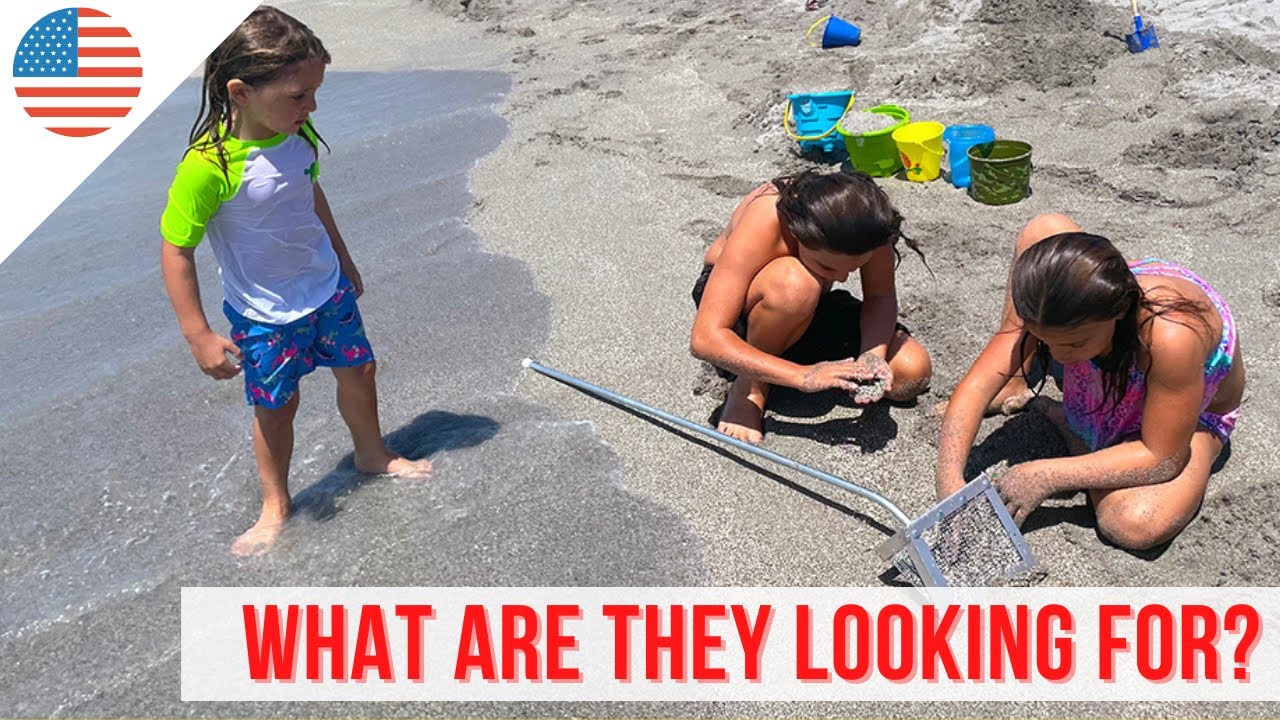 KIDS SEARCHING FOR SHARK TEETH on Venice Beach, Florida