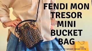 Fendi Brown/Black Leather and PVC FF Logo Print Mon Tresor Bucket