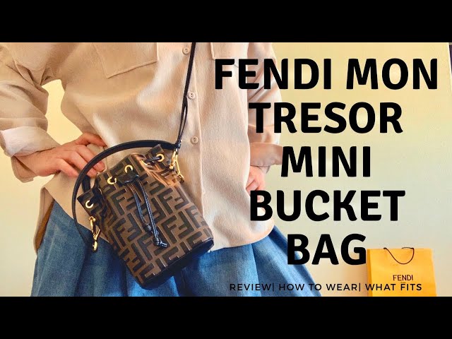 Fendi Black Zucca Leather Mini Mon Tresor Drawstring Bucket Bag Fendi