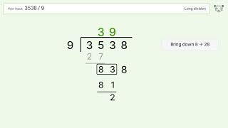Long Division Problem 3538/9: Step-by-Step Video Solution