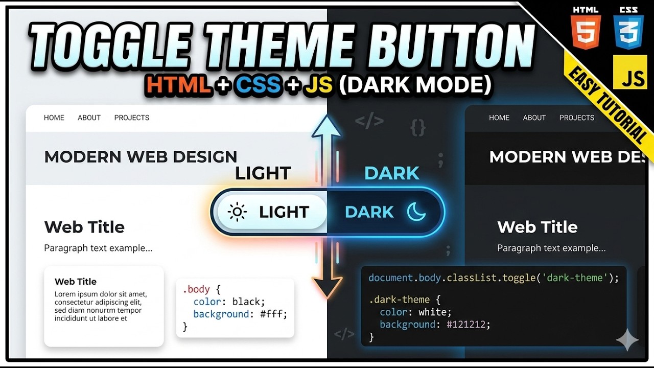 Theme Toggle Button | HTML, CSS, JS - YouTube