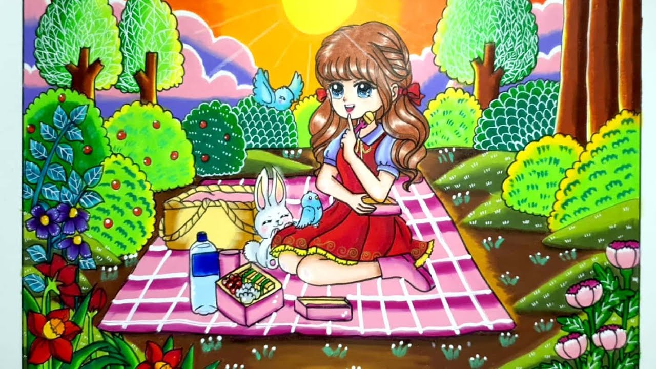 CARA GRADASI WARNA EP 277 ( CARA MEWARNAI TEMA GAMBAR PIKNIK PART 2 )