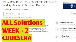 Basic Data Descriptors Course | Rice University  | Coursera | Week 2 Complete Solutions | 100% Marks