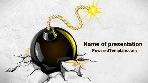 Bomb With Burning Wick On Crashed Ground PowerPoint Template by PoweredTemplate.com