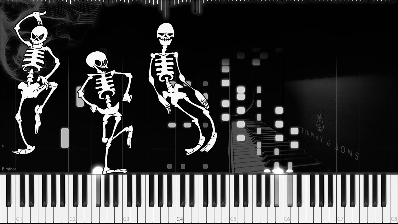 Spooky Scary Skeletons (Ragtime | LyricWulf Piano Tutorial on Synthesia)