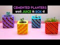 Real Juice के Box से बनाये Ceramic जैसे प्लांटर under 100/- | Cement Craft Ideas #gardening #ideas
