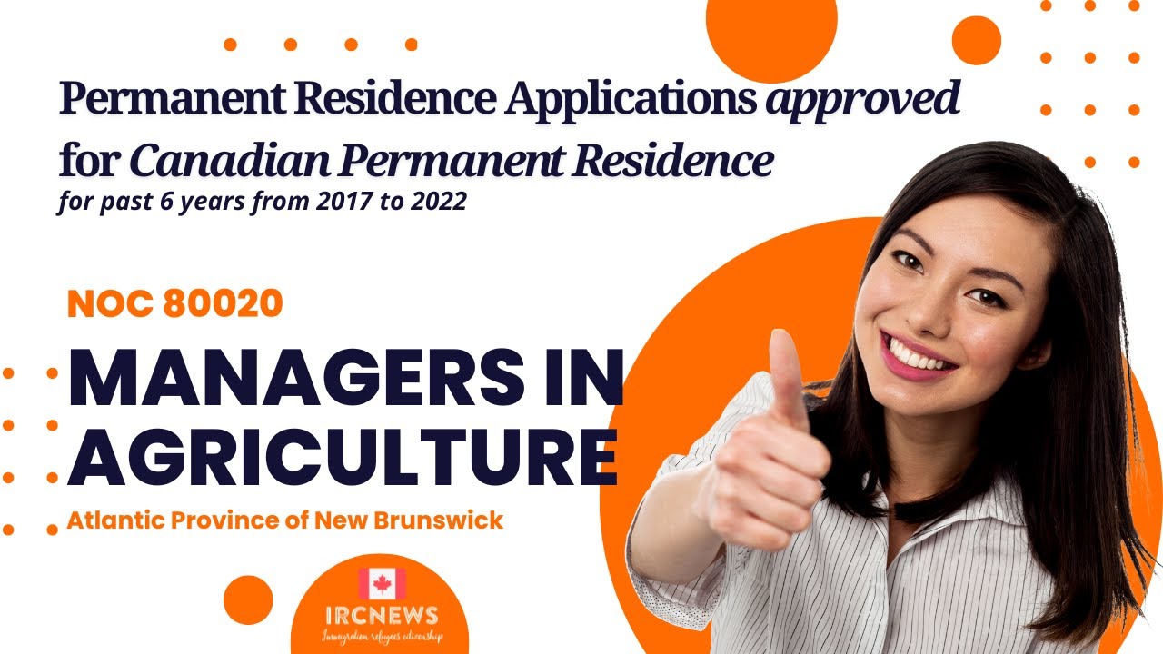 Approved Canada PR visa NOC 80020, Managers in agriculture in New