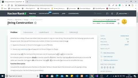 String Construction || String Construction hacker rank solution using C#