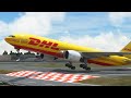 Best view landing dhl cargo boeing 777 at miami airport