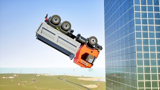 Lego Cars Falls Off Building #6 | Brick Rigs