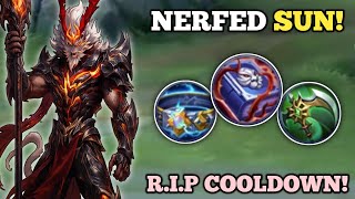 NERFED SUN R.I.P COOLDOWN! (advanced server!🙉) SUN BEST BUILD GAMEPLAY -MLBB