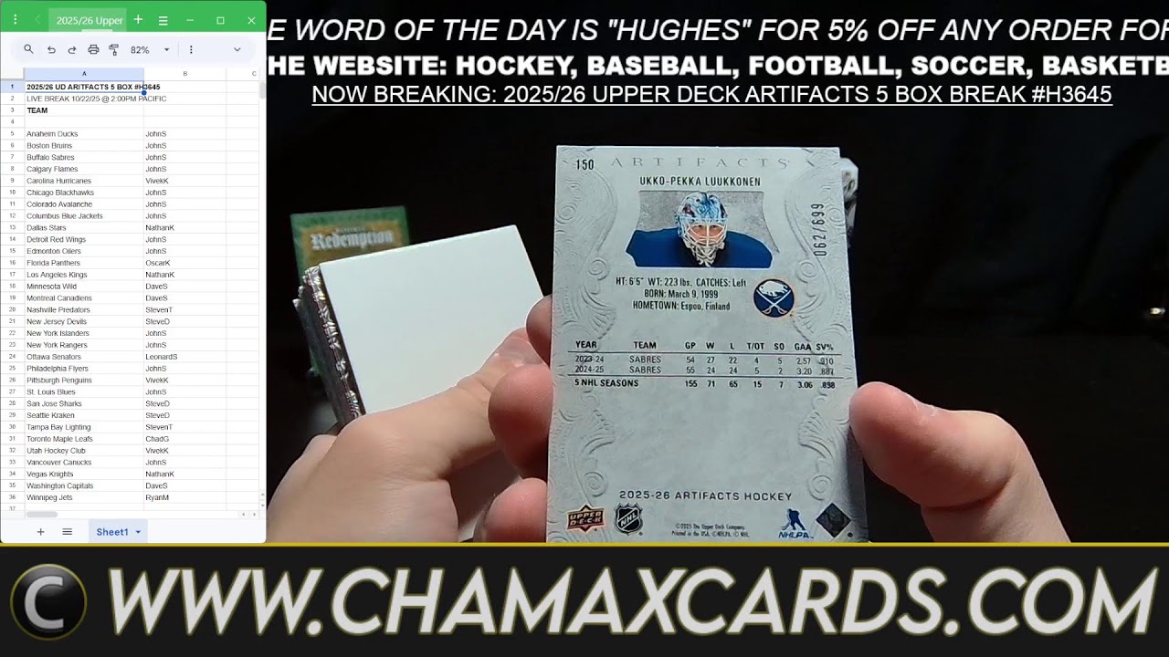 BREAKING TONIGHT: 2024/25 UD STATURE 4 BOX #H3590, 2025/26 UD ARTIFACTS 5 BOX #H3645