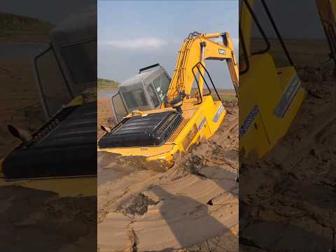 Excavator stuck in