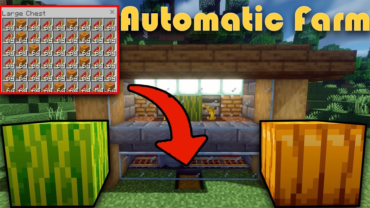 MELON AND PUMPKIN FARM How to build Automatic farm easy Minecraft