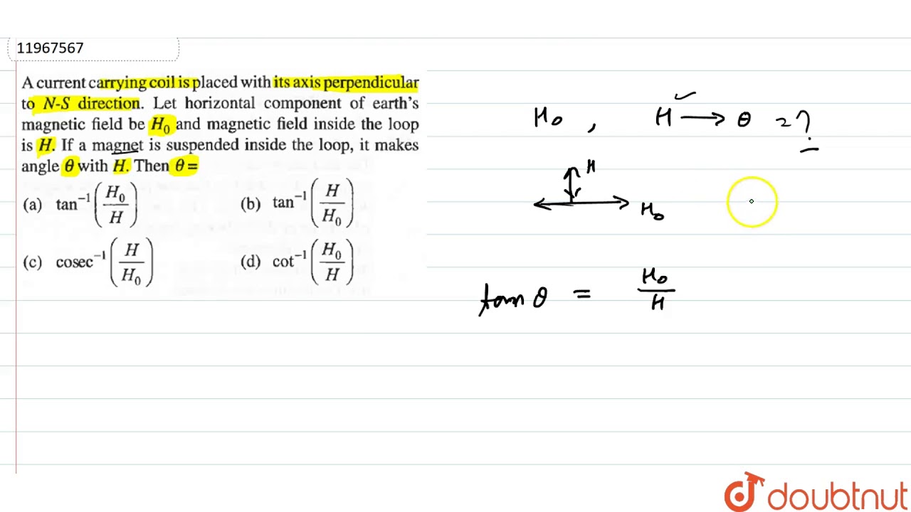 A Current Carryingcoil Is Placed With Its Axis Perpendicular To N S Direction Let Horizontal Youtube