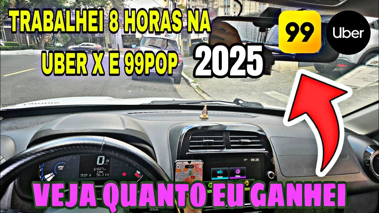 🔴✅️ TRABALHEI 8 HORAS NA UBER E 99 POP - VEJA QUANTO EU GANHEI 