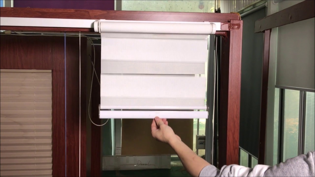 New Arrive 18mm Hook Type Cordless Zebra Blinds Day and night Roller Shade