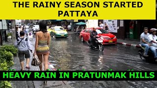 HEAVY RAIN IN PRATAMNAK HILLS, PATTAYA . NO MORE FLOODING