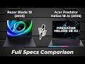 Razer Blade 18 2025 vs Acer Predator Helios 18 AI 2025 🔥 Full Specs Comparison