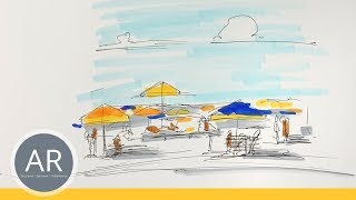 Urban-Sketching am Strand. Skizzen aus den Skizzenbüchern. Kommunikationsdesign studieren