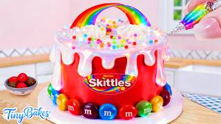 DIY Miniature The Most Glittery Mini Rainbow Skittles Cake Ever Made ✨ | ASMR Tiny Bakes