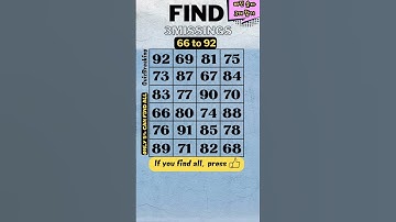 Find the 3 missing numbers (60),  66 to 92, dementia test, prevent dementia, number quiz, puzzle