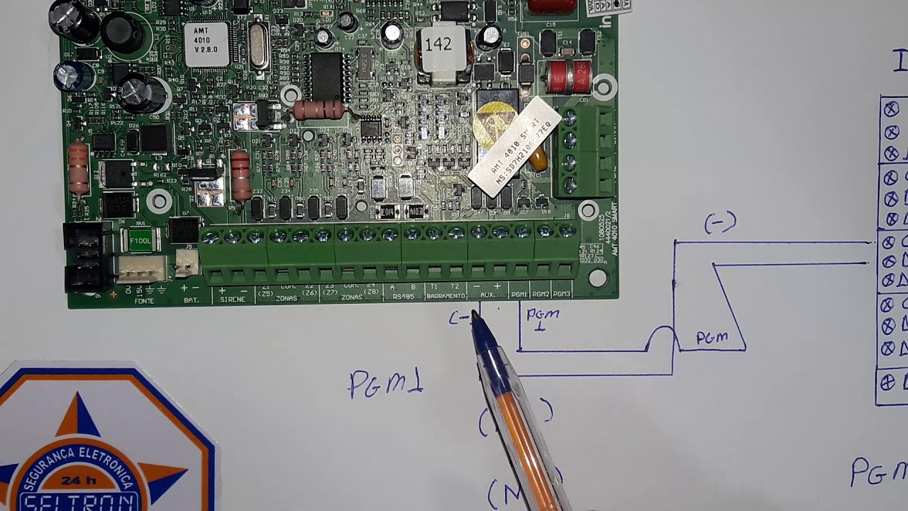 Conexãos central amt 4010 pgm YouTube