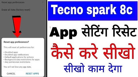 Tecno spark 8c me app preference/settings reset kaise kare।। reset app preference in Tecno Spark 8c