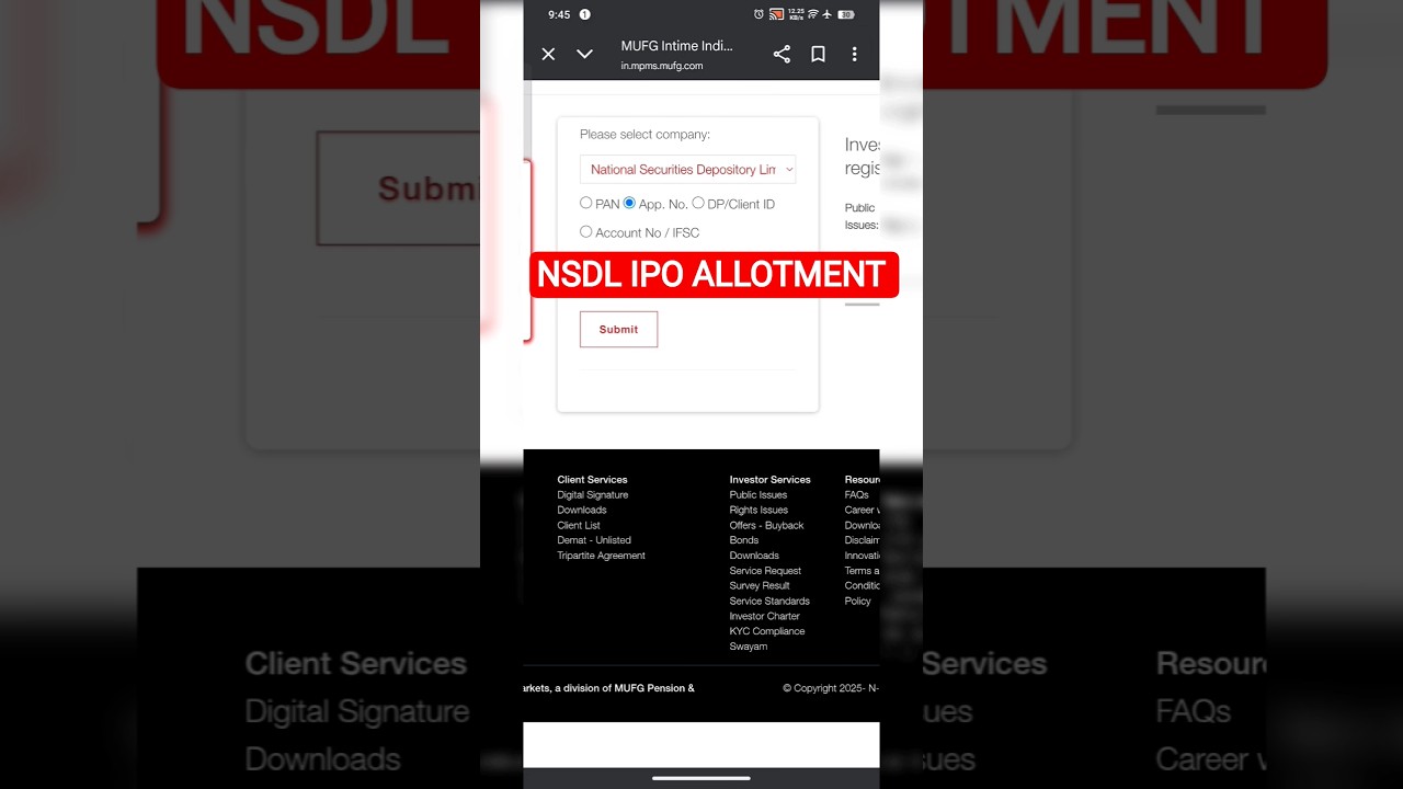 NSDL IPO ALLOTMENT 